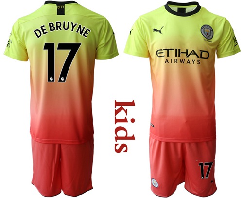 Manchester City #17 De Bruyne Away Kid Soccer Club Jersey